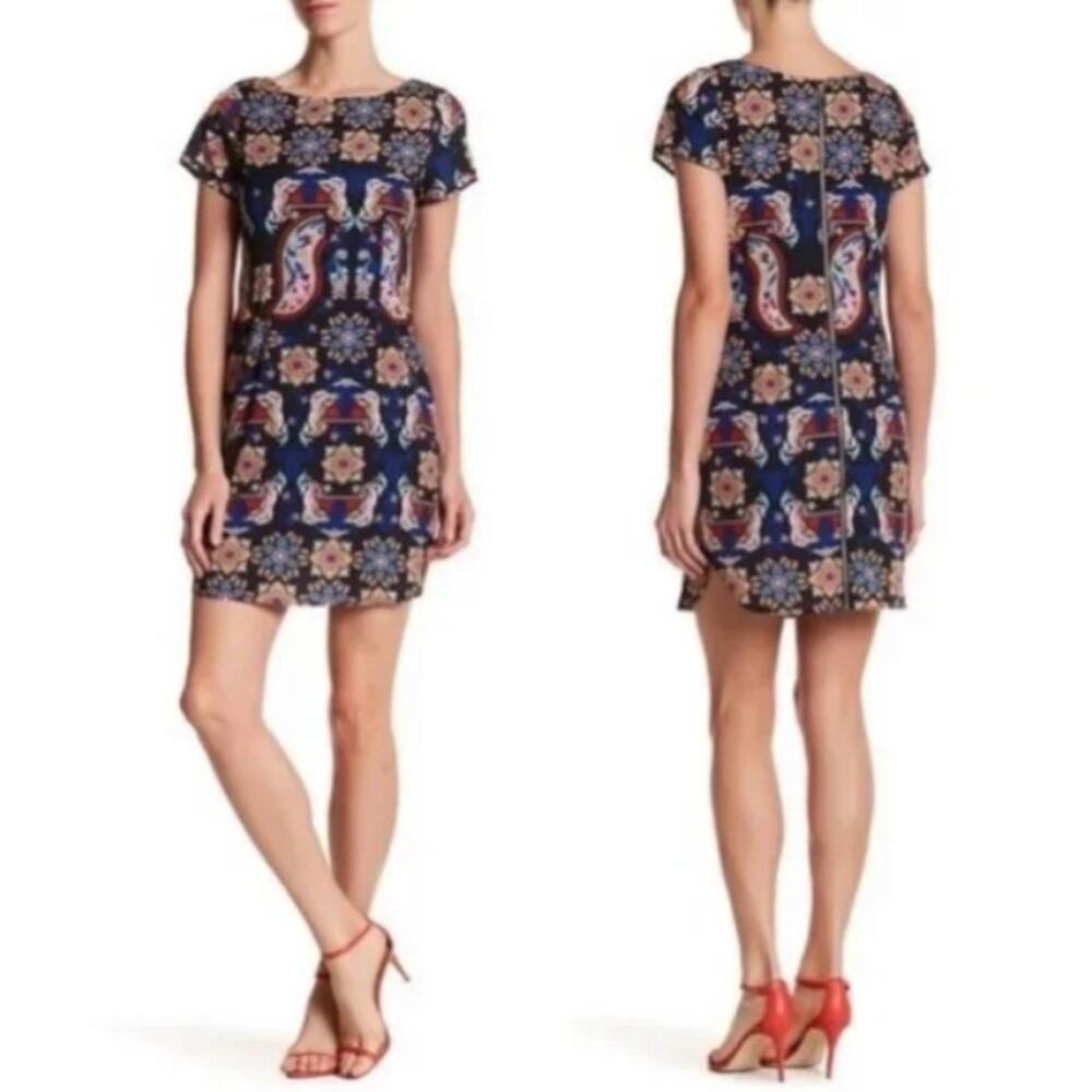 Yumi Kim Elana Shift Mini Dress Tropical Boho Garden Vacation Party Cocktail XS